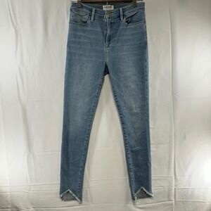 FRAME Le High Skinny Jeans Womens 28 Blue Floyd Notched Raw Hem LHSKTR801